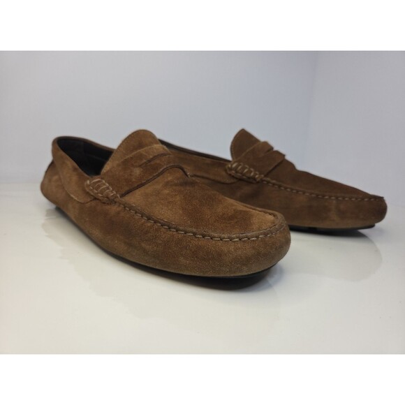 To Boot New York Mitchum Brown Suede Moc Toe Penny Loafer Driving Shoes 9.5 - Picture 1 of 10